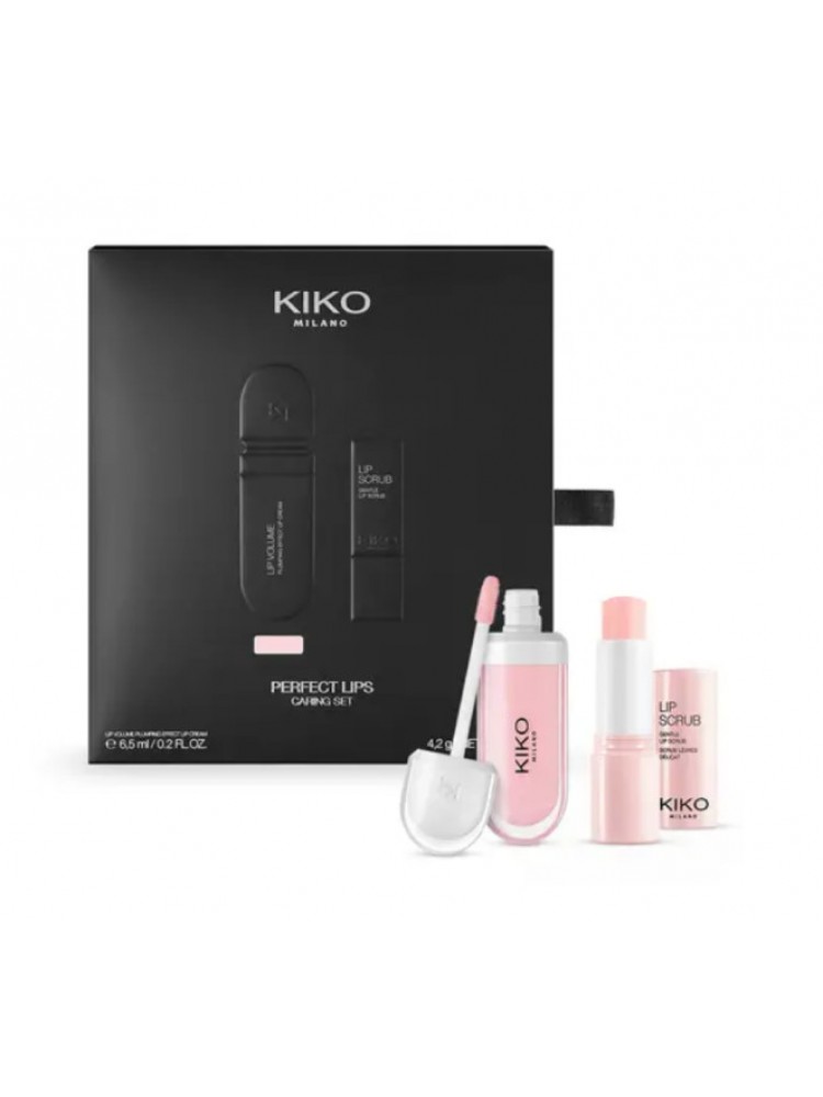 Kiko Milano lūpų priežiūros rinkinys: lūpų šveitiklis ir putlinantis blizgis