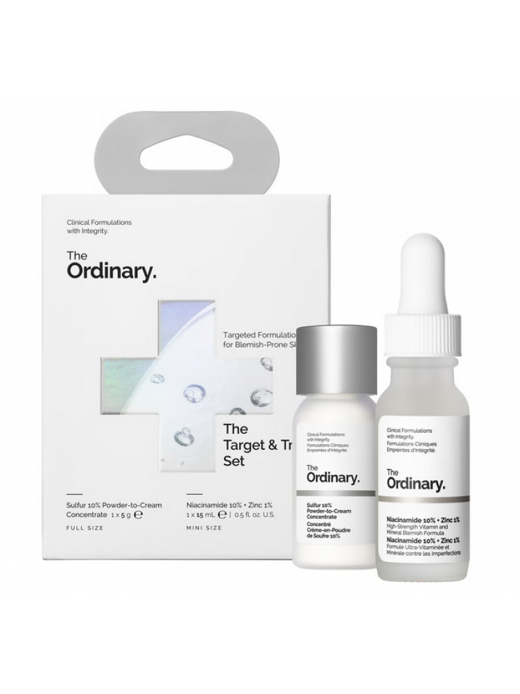 The Ordinary skaistinantis ir bėrimus panaikinantis rinkinys, 30 ml „The Target & Treat Set"